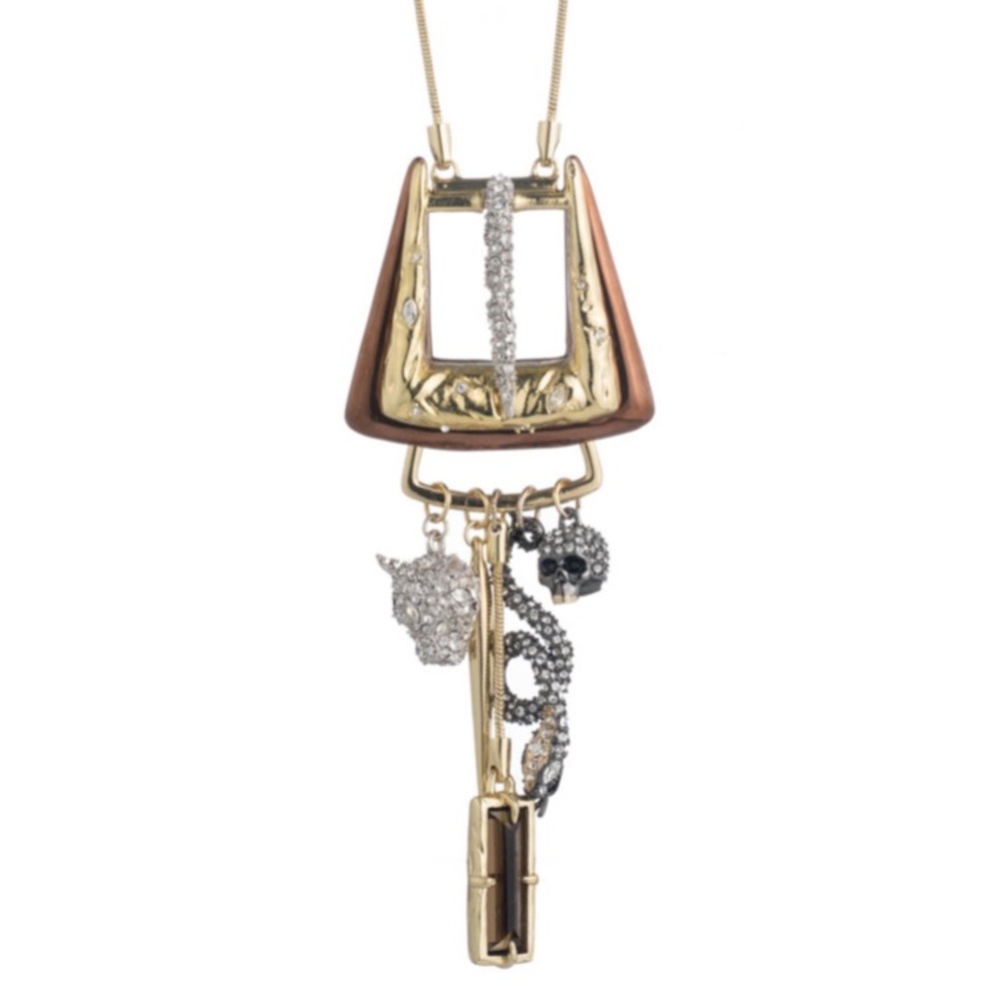 Alexis Bittar Crystal Buckle Charm Necklace